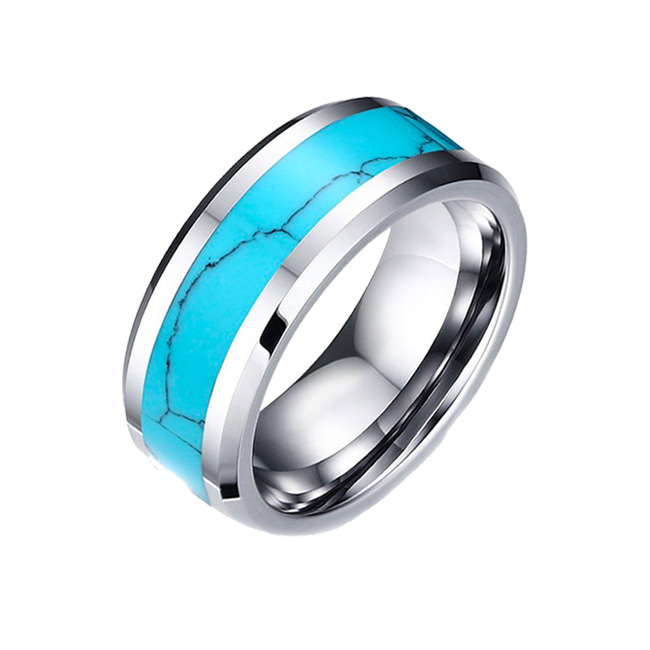 Rio Grande 8mm - Inlay Turquoise Center Band and Tungsten