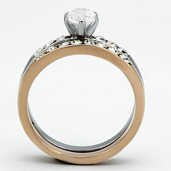 Rose Marquise - Women's Rose Gold IP Stainless Steel Ring with AAA Grade Clear CZ Stones