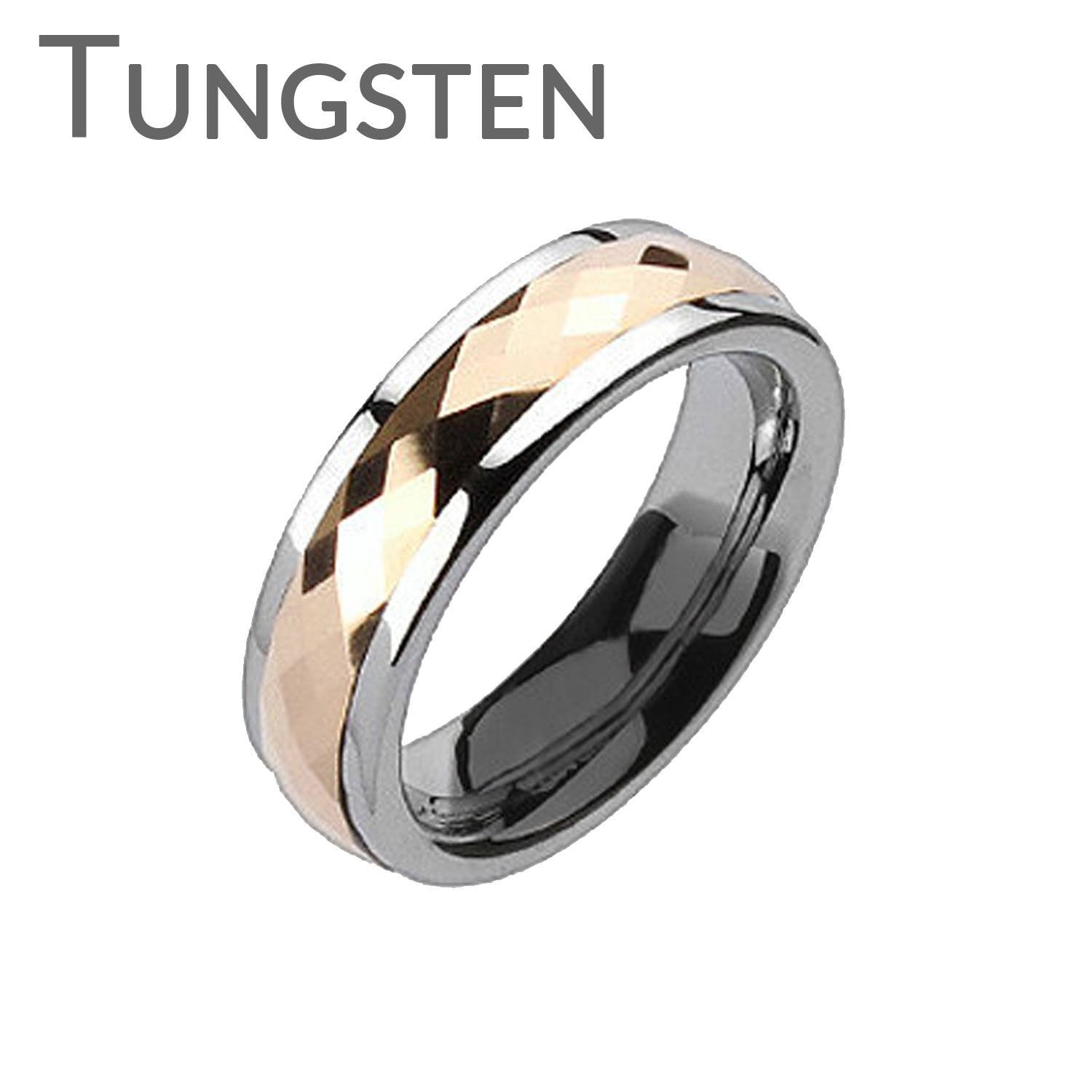 Rose Gold Tungsten Spinner - FINAL SALE Feel Elegant While Looking Classy Silver and Rose Gold Tungsten Carbide Comfort Fit Spinner Ring