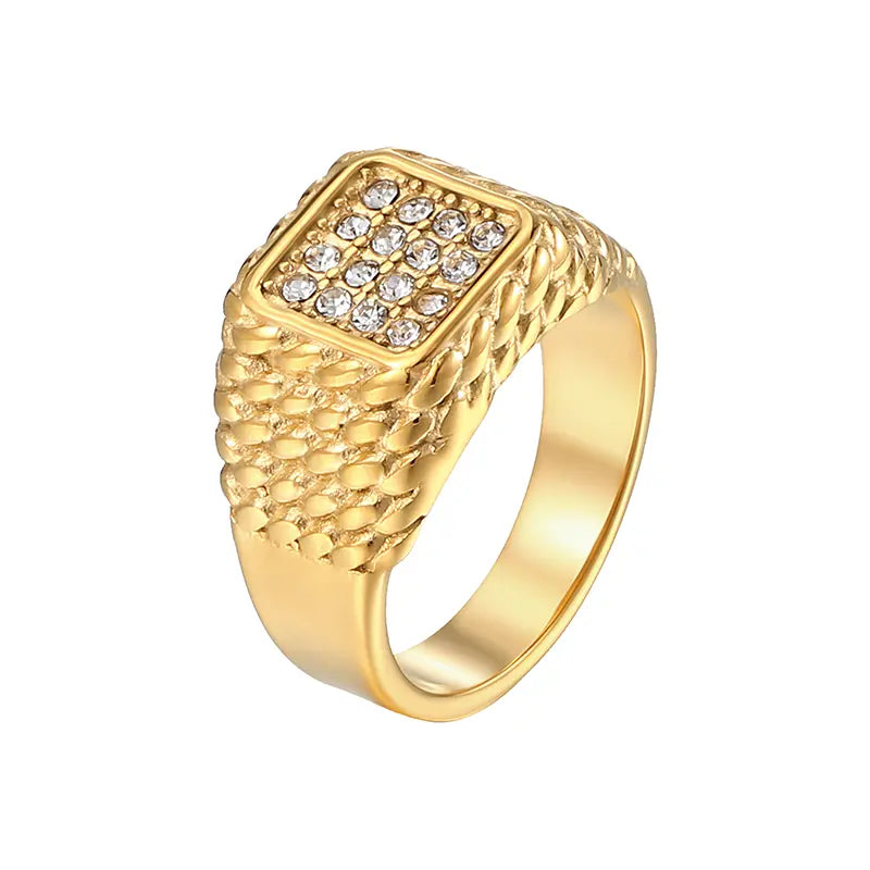 Shadow - Men's Stainless Steel Square Face PVD Plated Ring