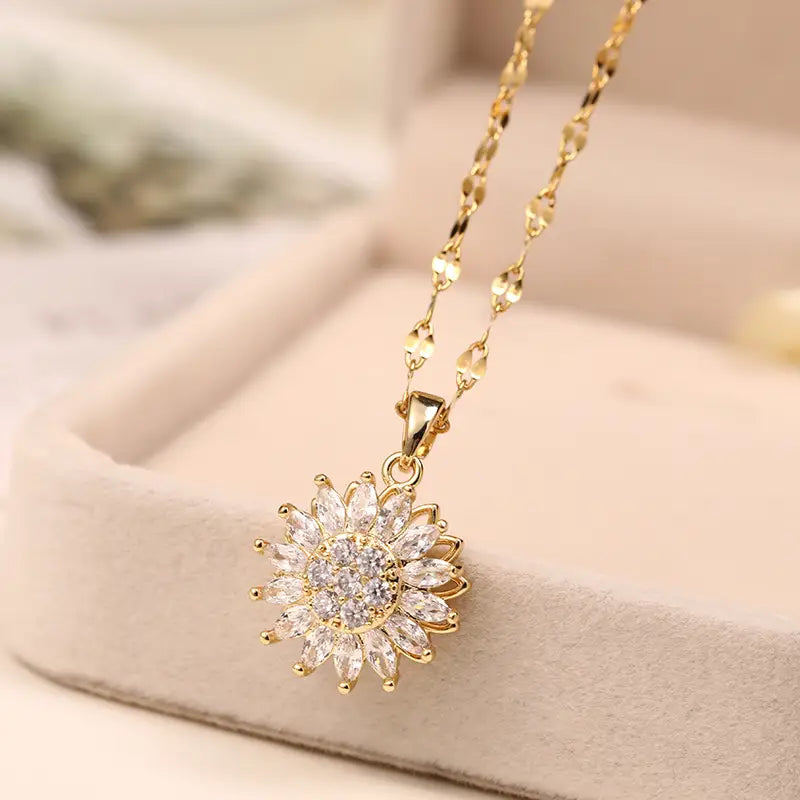 Spark of Romance - An Elegant Rhodium Plated Brass Necklace with AAA Grade Clear CZ Stone Pendant