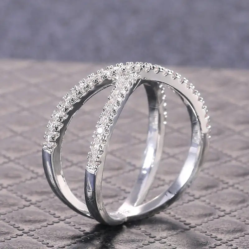 Glorious Love - Couples Eternity CZ Cross Stainless Steel Ring