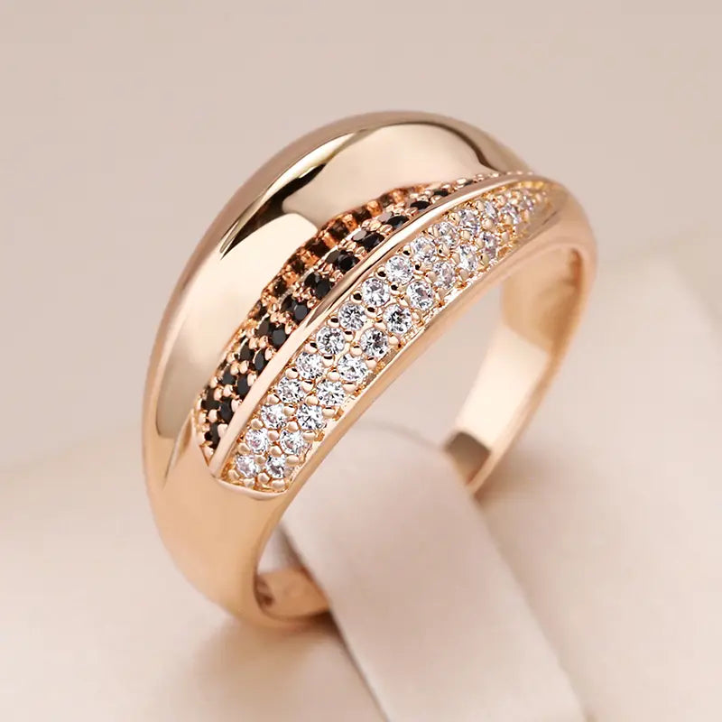 Rosie - A Sparkling Stainless Steel Rose Gold IP Women's CZ Ring