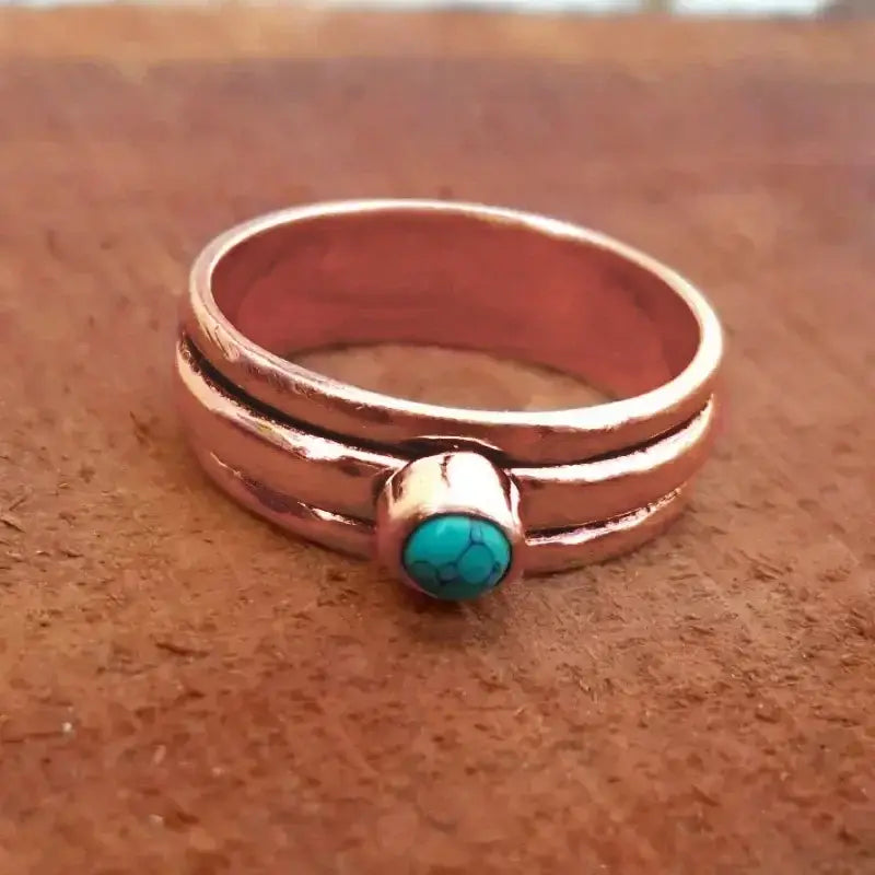 Polished Turquoise - Stainless Steel Men's Synthetic Turquoise Ring