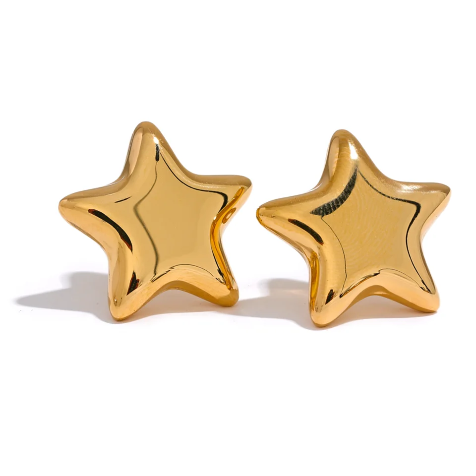 Shining Stars - Gold Colored Star Studs