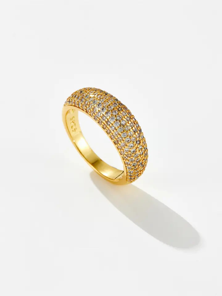 Silver And Gold Love - Women's Double Dome Two Tone Stainless Steel Silver And Gold IP Band