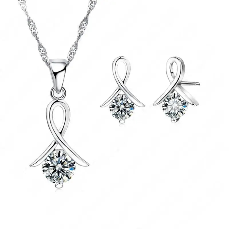 Everlasting Halo Earrings and Necklace Set - Includes Free Gift Box