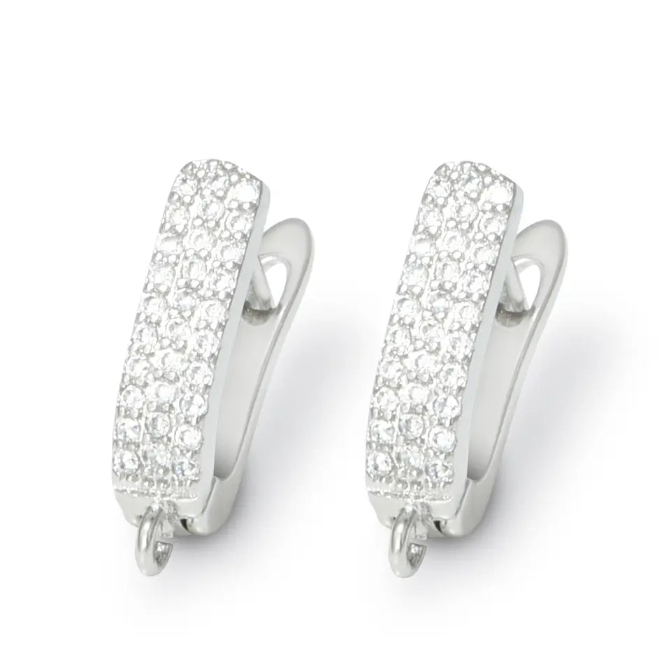 Radiant Halo Earrings - Women's Rhodium Plated Brass CZ Stud Earrings