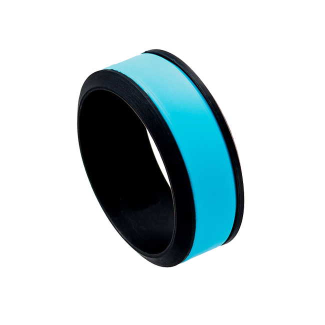 Aqua Layer - Men's 8mm Black Silicone Ring with Aqua Center