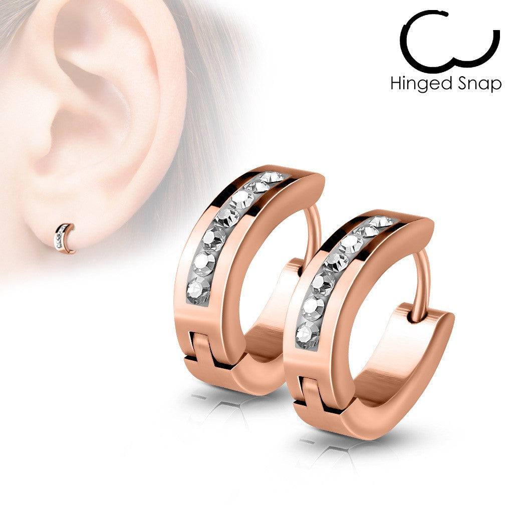 Rose Golden Delight - Stainless Steel Rose Gold Ion Plated CZ Earrings
