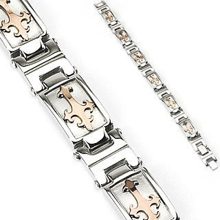 Cardinale Bracelet - FINAL SALE Unique Stainless Steel Bracelet with Copper Colored Templar Crosses