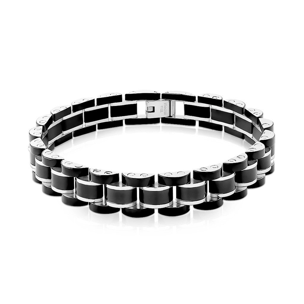 Refined - Black IP and Stainless Steel Link Bracelet