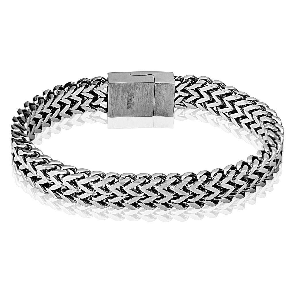 Square Snake - Detailed Square Chain and Magnetic Clasp Stainless Steel Bracelet