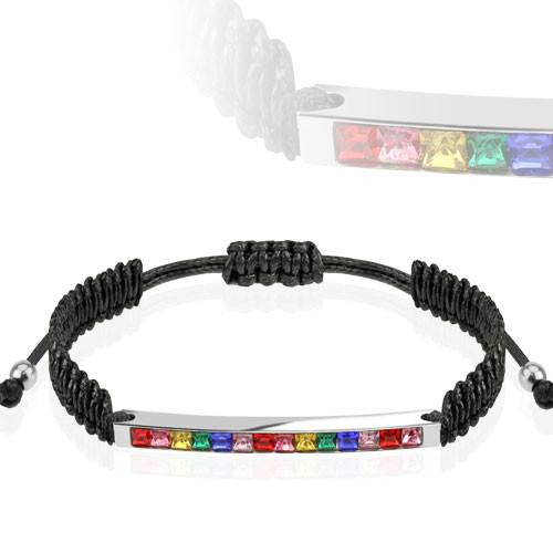 Essence – Multi Colored Square Cut Stainless Steel Beaded Drawstring Bracelet
