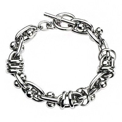 Strong Man - Silver stainless steel moving dumbbells linked bracelet