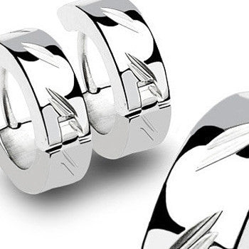 Shiny Stainless Steel Cool Design Hinged Hook Earrings