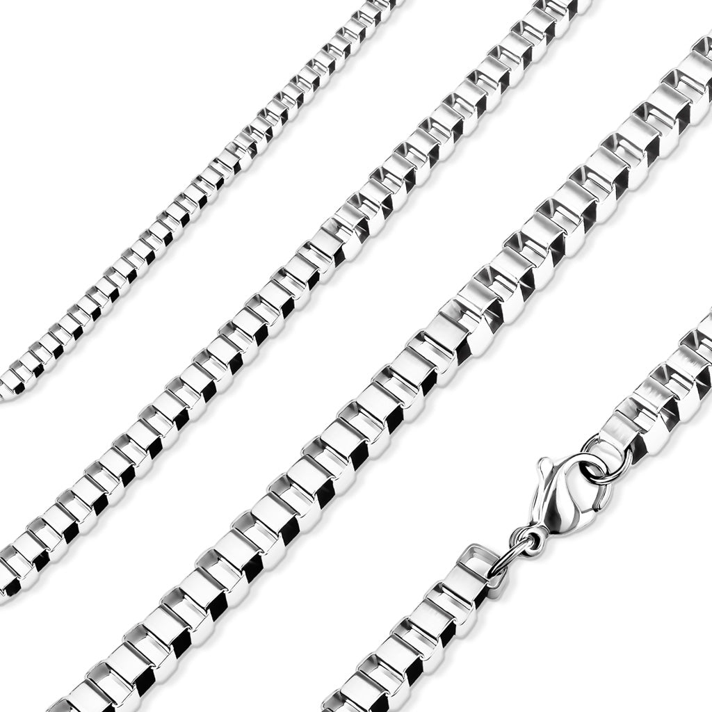 Stainless Steel Box Chain - 20" Inch Stainless Steel Box Chain Necklace