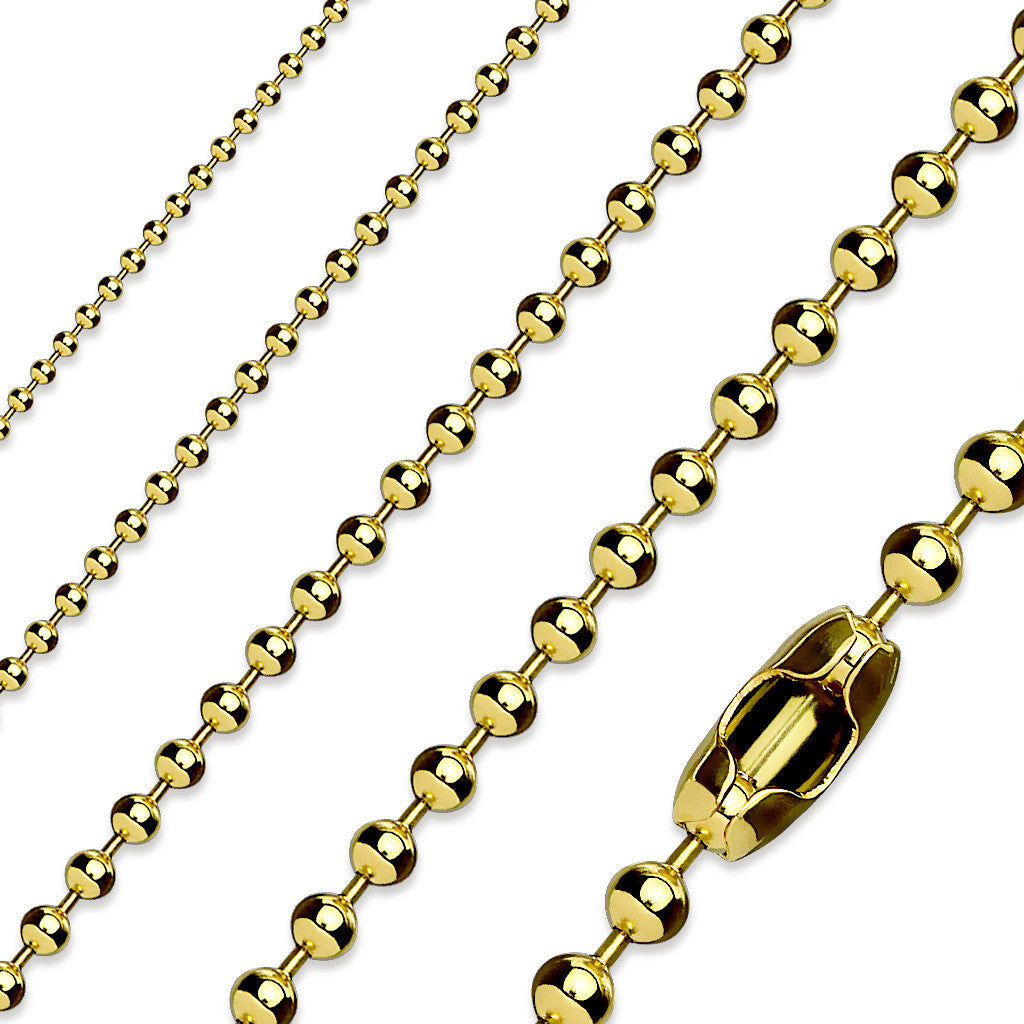 Classic Gold Ball Chain - 22.4" Gold IP Stainless Steel Ball Chain Necklace