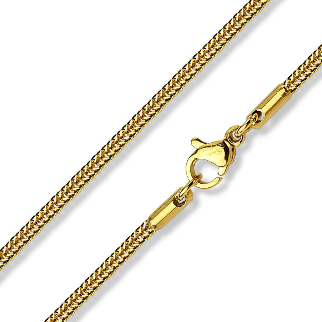 Long Gold Square Snake Chain - 535mm Long Stainless Steel Gold IP Plated Necklace