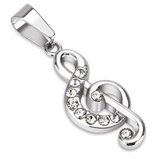 Musicality - FINAL SALE Artistic Design Stainless Steel Pendant with Multiple Cubic Zirconia's