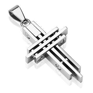 The Architect - Tri Parted Interlaced Trinity Cross High Polished Stainless Steel Pendant