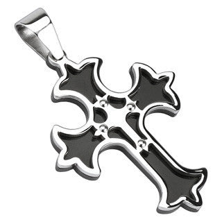 Double Cross - FINAL SALE Faith and Elegance Beauty Of Black and Silver Cross Pendant