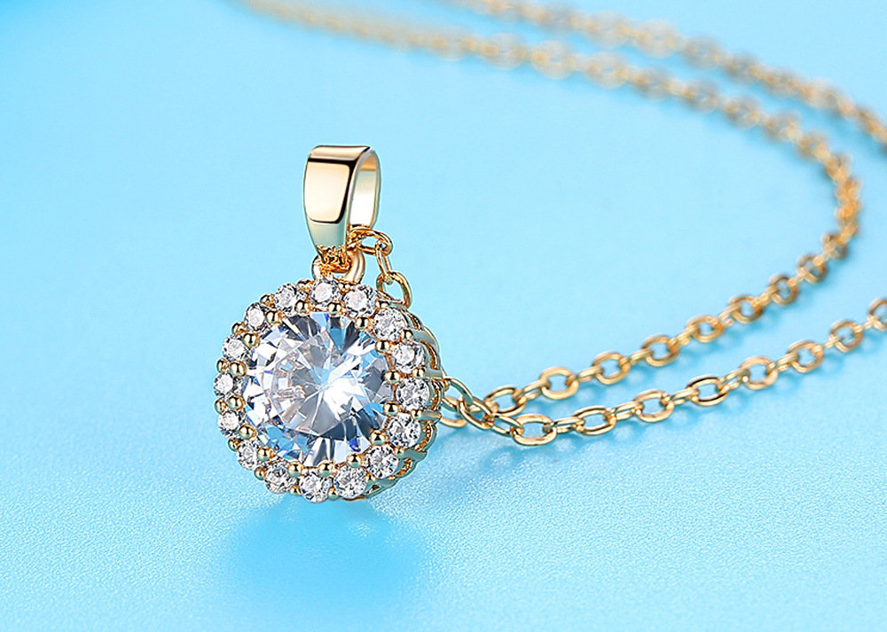 Sara Gold CZ Pendant Necklace - Women's Gold Plated 2 ct. CZ Pendant Necklace