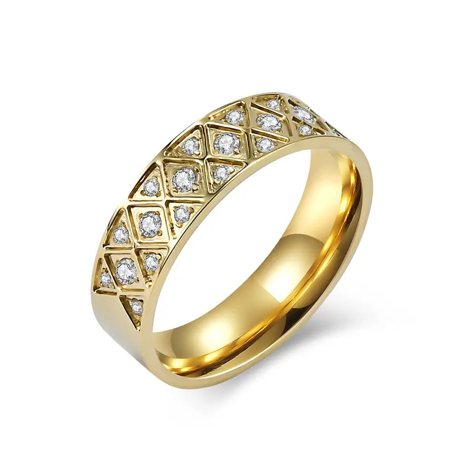 CZ Trilogy - Women's Triple CZ Center Stainless Steel Band Ring