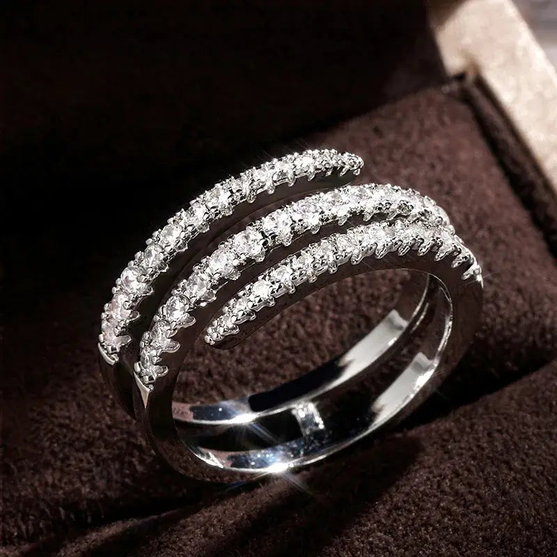 Forever Intertwined - Women's Stainless Steel CZ Intertwined Fashion Statement Ring
