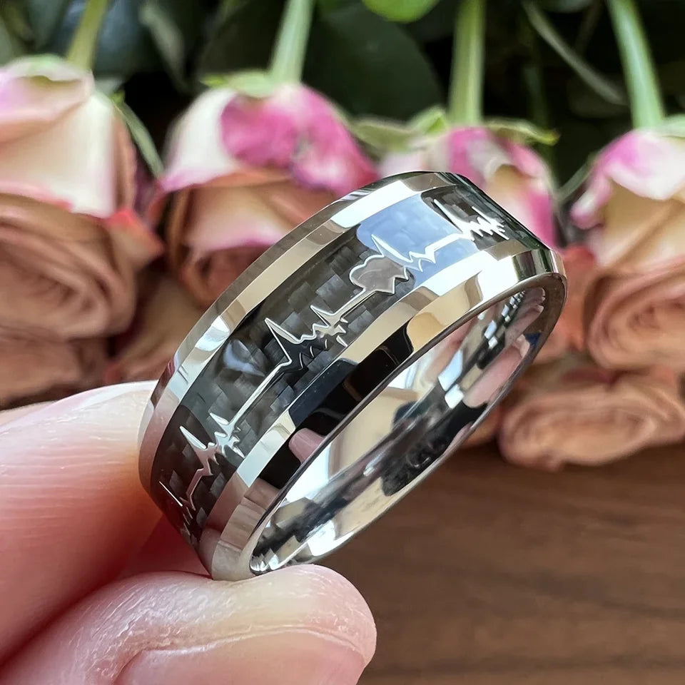 Steel In Love - Brushed Silver Stainless Steel Unisex Dome Ring with Polished Edges