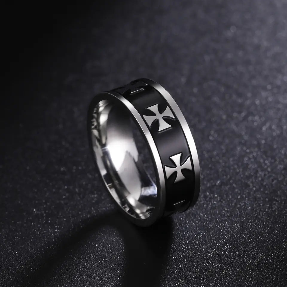 Bold Cross - Men's Black CZ Cross Stainless Steel Ring