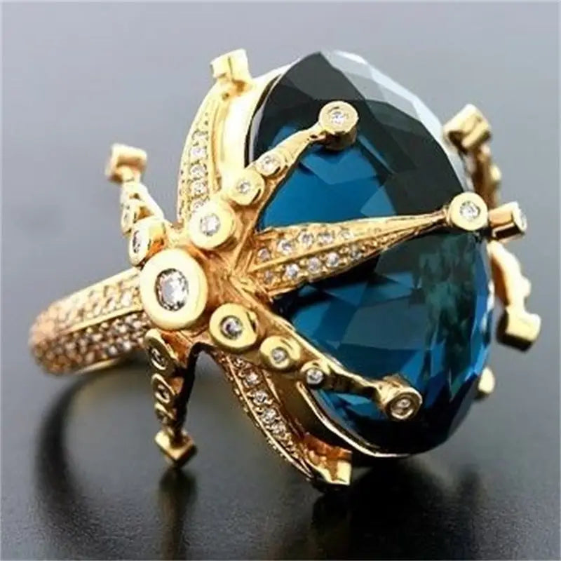 Frederic In Blue - Men's Stainless Steel Ring With Synthetic Montana Blue Stone