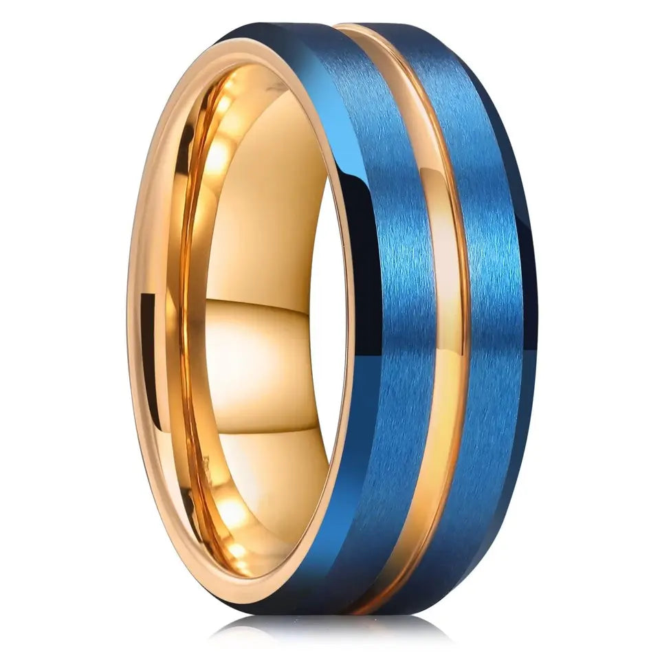 Titanium Energy - Unisex Brushed Titanium Band with Golden Groove