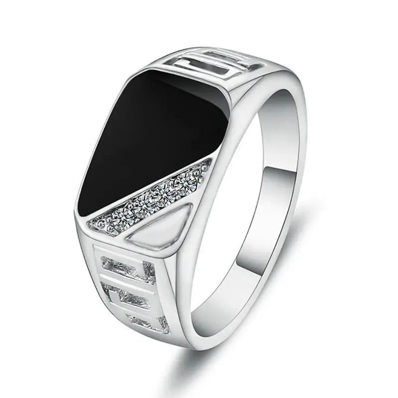 Fancy This - Men's Stainless Steel Black Ion Plated CZ Statement Ring