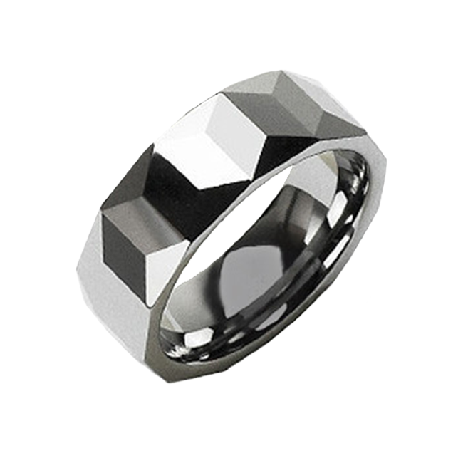 Prism Cut Stylish Tungsten Carbide Comfort Fit Ring