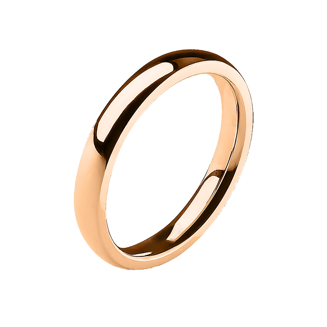 Simple Rose - 3mm Mirror Polished Glossy Rose Gold IP Stainless Steel Traditional Wedding Band