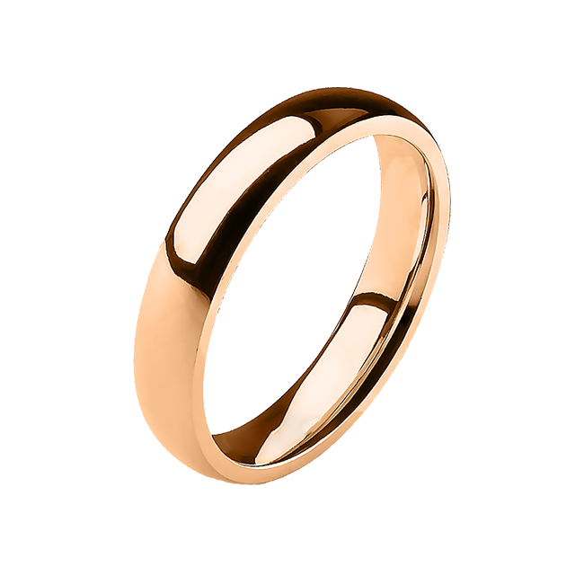 Simple Rose - 4mm Mirror Polished Glossy Rose Gold IP Stainless Steel Traditional Wedding Band