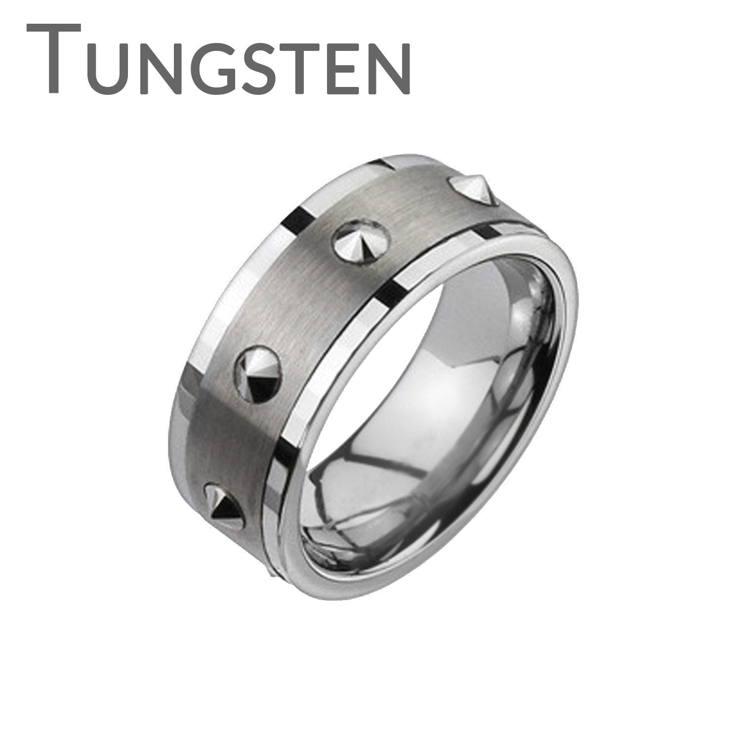 Spiked - FINAL SALE Spikes Along The Center Band Tungsten Carbide Sporty Style Ring