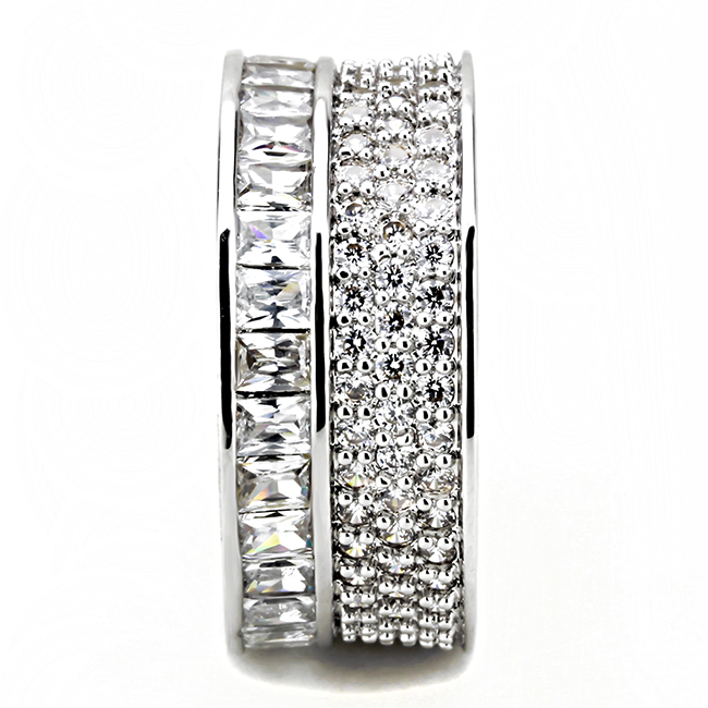 Stardust - A Magnificent Women's Stainless Steel Rhodium Plated Ring with AAA Grade Clear CZ Stones