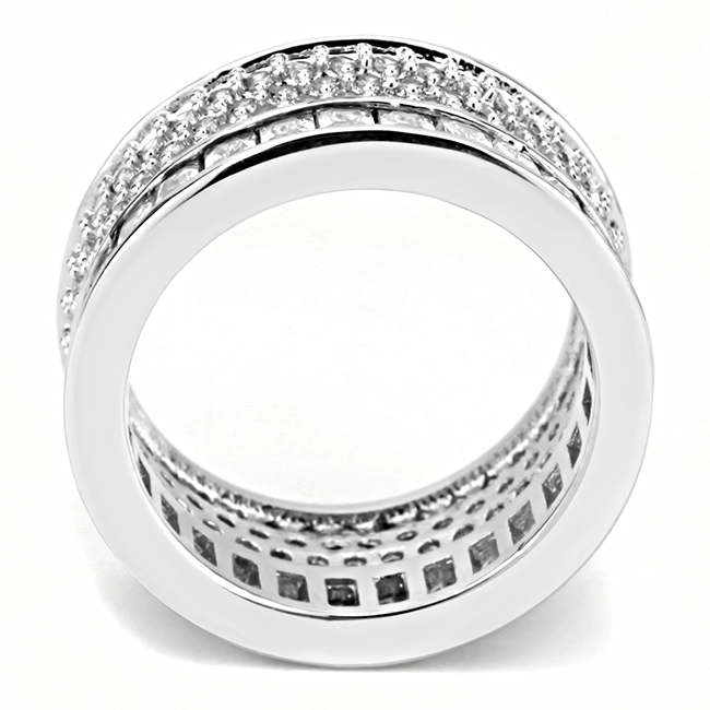 Stardust - A Magnificent Women's Stainless Steel Rhodium Plated Ring with AAA Grade Clear CZ Stones