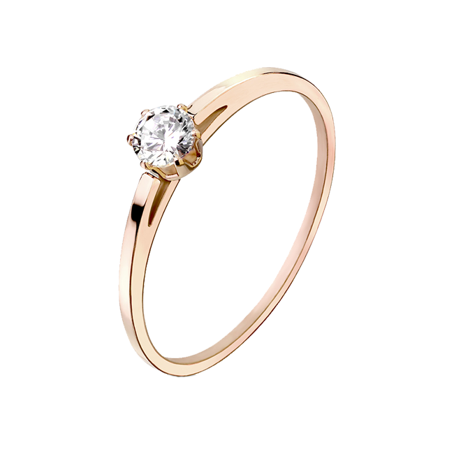 Women's Rose Gold Stainless Steel CZ Ring