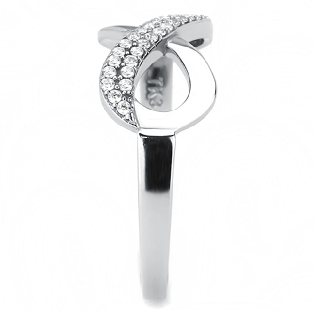 Sweet Infinity - Women's High Polished Stainless Steel Ring with AAA Grade Clear CZ Stones