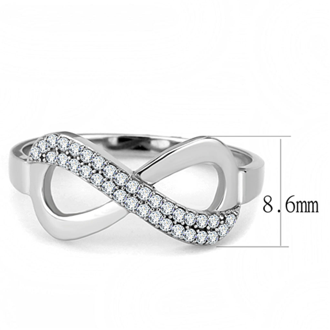 Sweet Infinity - Women's High Polished Stainless Steel Ring with AAA Grade Clear CZ Stones