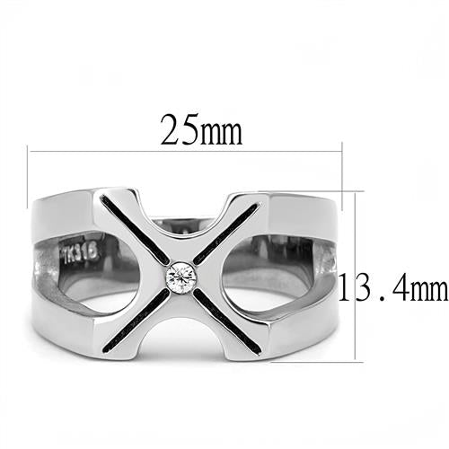 Crossed Paths - Men's Stainless Steel High Polished CZ Ring