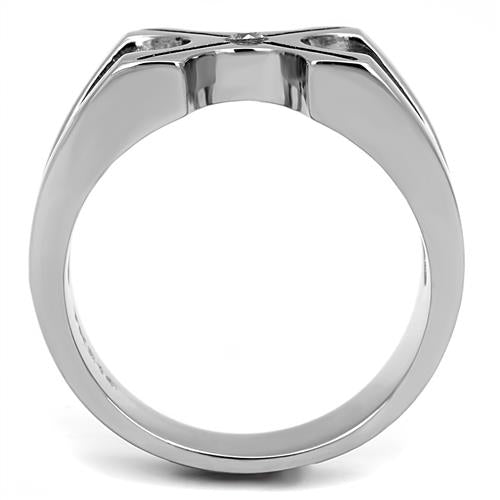 Crossed Paths - Men's Stainless Steel High Polished CZ Ring