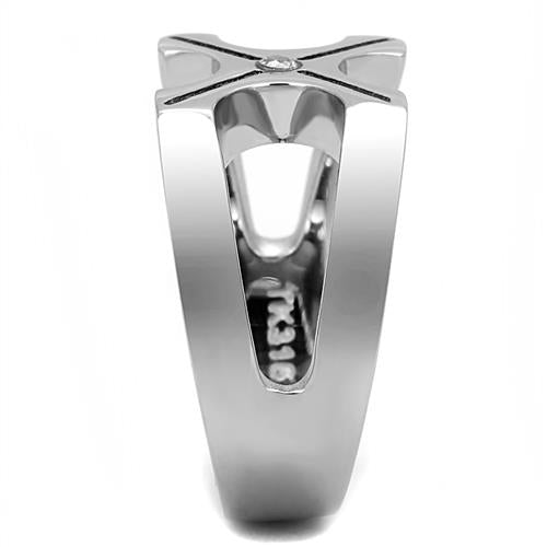 Crossed Paths - Men's Stainless Steel High Polished CZ Ring