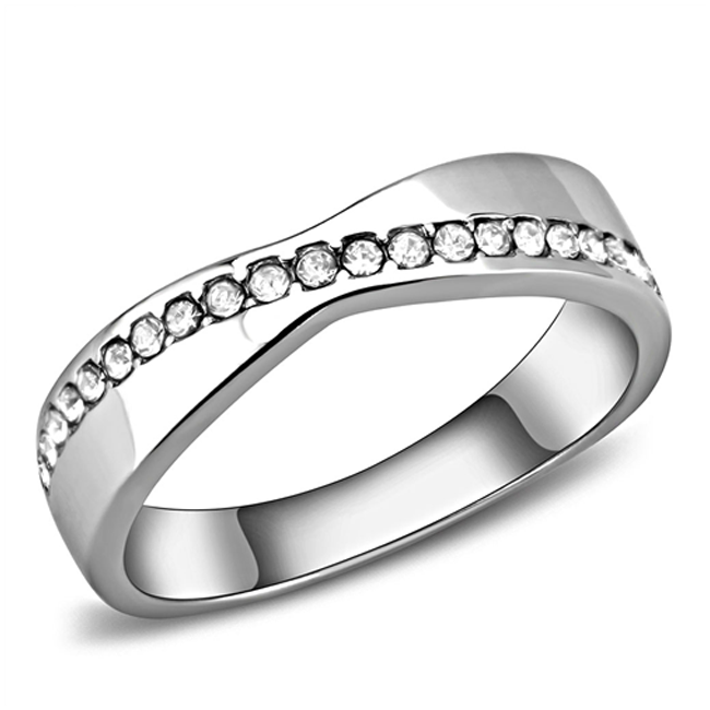 Only Yours - Women's Stainless Steel Ring High Polished No Plating Clear CZ Ring