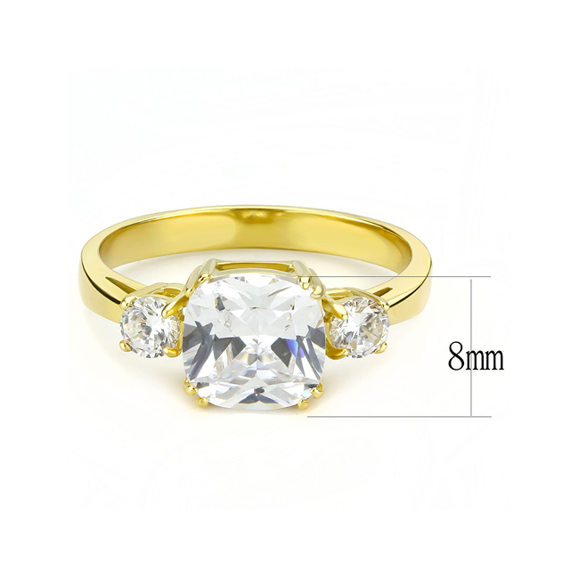Golden Girl - Women's Stainless Steel Gold IP Clear CZ Ring