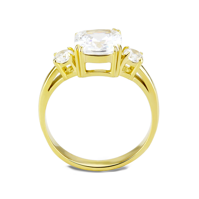 Golden Girl - Women's Stainless Steel Gold IP Clear CZ Ring