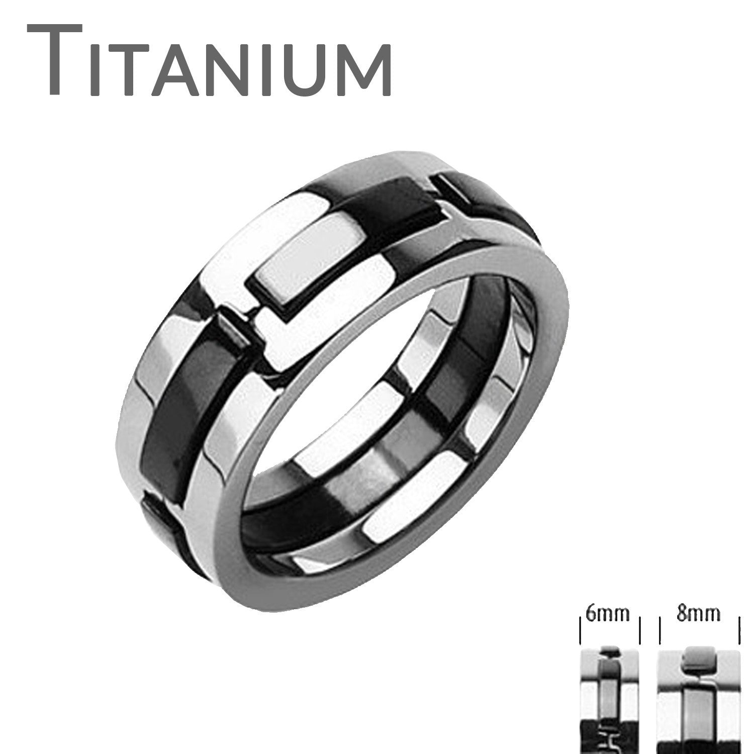 Tango - FINAL SALE Raised Carbon Strips Solid Titanium with Onyx Colored Band